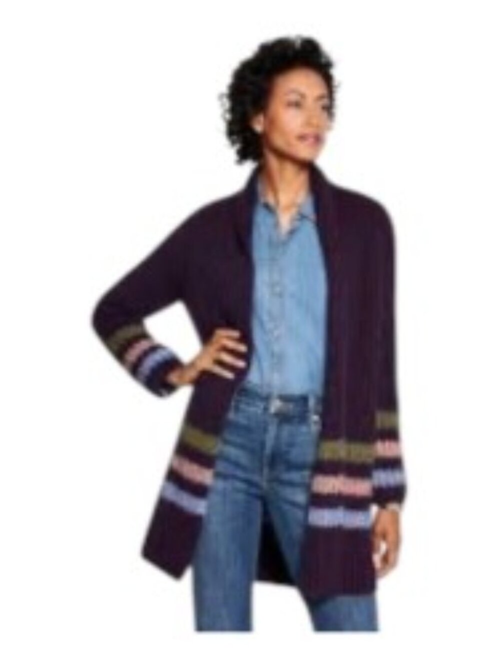 NWT Talbots Open Front Cardigan in Marl Stripe MP